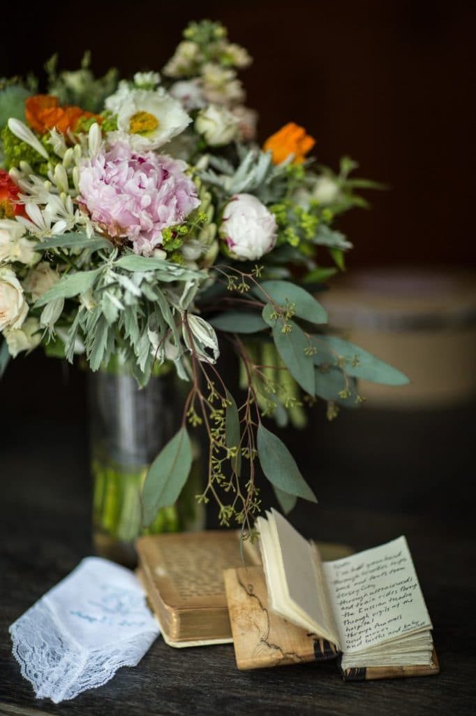Heather + Nathan, Family Vow Renewal with Kissing on the Lips 5 Bouquet and Books Alisa Tongg Celebrant Family Vow Renewal at The Living Wall at Promise Ridge Jeremie Barlow Photography