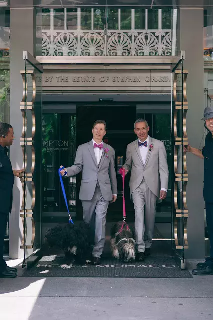 Bobby + Javi, Already Married in Their Hearts 2 Bobby2Band2BJavier2Bwith2Bpuppies2Boutside2Bhotel2Bmonaco252C2BAlisa2BTongg2BCelebrant252C2BElaine2BZelker2BPhotography