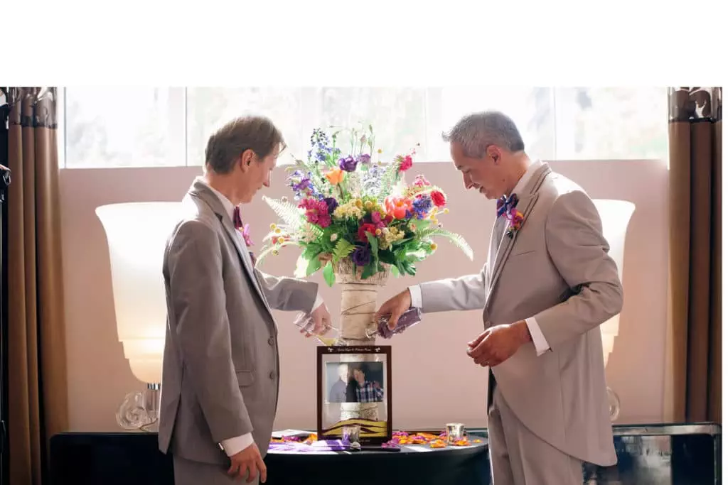 Bobby + Javi, Already Married in Their Hearts 11 pouring sand alisa tongg celebrant elaine zelker photography